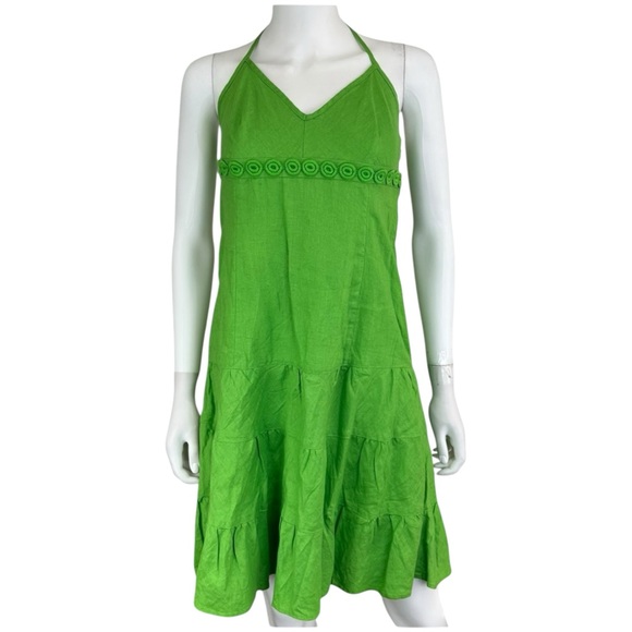 J. Crew NWT Green 100% Linen Casual Dress Size 4P